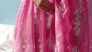 Boy masterbating and cum in a silk seethrough Night Gawun