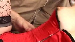 Older brunette in slutty lingerie fucks and sucks then gets her pussy cummed