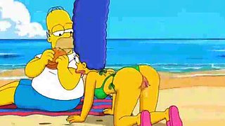 Beach Bitch 2: Marge Simpson Cartoon Parody Filled with Cum