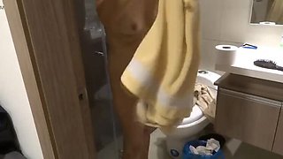 Horny Stepmom Returns From Beach, Strips, Pisses, Bathes, Then Watches Me Jerk Off