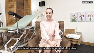 Russian Brunette Masturbates on a Gynecology Chair