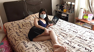 Beautiful stepsister in skirt is fucked for watching porn on her computer. She enjoys