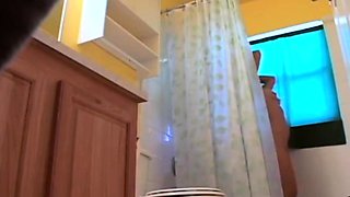 Stepdaughter 21 shaves pussy in shower (voyeur)