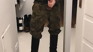 Gay soldier jerks off in military officers 4