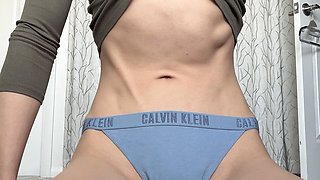 Cute Asian in Crop Top & Panties with Cameltoe