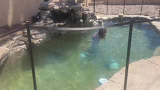 BBW Cleaning Her Pool