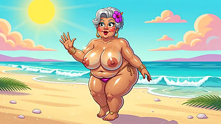 Sexy Big Boobs on Beach