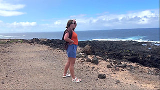 Nudist Girl Swimming Naked in the Natural Pool Outdoor