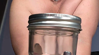 Can I Fill This Tiny Jar? Striped Thong Tease