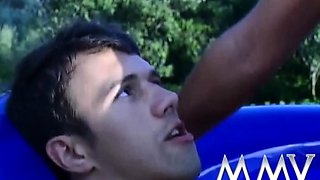 Brunette babe fucking in the pool