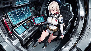 Private Moments Inside the Futuristic Spaceship Where Her White Uniform Is Stretched to Perfection