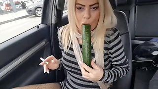 Russian MILF Public Lesbian Fuck with Huge Cucumber to Squirt
