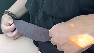 Exhibition in Micro Skirt in Public and Anal Plug