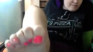 Emo Goth Girl's Foot Fetish Webcam Show