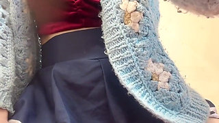 Hana Sexy in College Skirt Outfit Perfext Body Good Ass