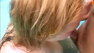 Sucking Smooth Dick in Pool & Swallowing Cum Load