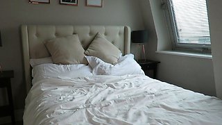 Glamour babe with big boobs masturbates in lingerie