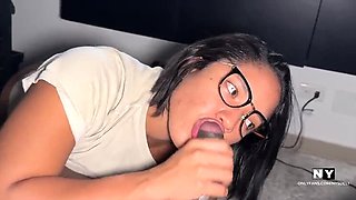 Nysdel Sucks Her Boss’s Big Monster Cock in the Office – Amateur POV Deepthroat