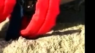 Big-Breasted Girl's Orgasm at the Beach