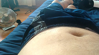 Young man shows his thick cock to a voyeur like you