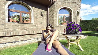 Lady Dee Is in Our Back Yard Naked Getting Some Sun