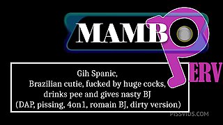 Gih Spanic, Brazilian Cutie, Fucked By Huge Cocks, Drinks Pee