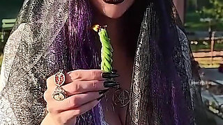 Gothic Witch Wanders the Cemetery, Performs Black Magic Rituals, and Makes You to Worship Her and Satan.