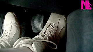 Driving and Pedal Pumping in Suede Soft Flat Boots