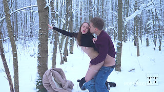 During a Lovely Walk in the Winter Forest, My Pussy Was Filled to the Limit 4K HD Tim Team