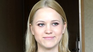 Beautiful amateur blonde banged on casting