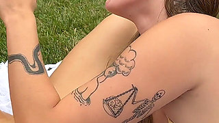 A Pussy Licking Summer Day Playing Cornhole with Dani Day
