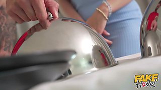 Faux hostel - young thick wifey with gigantic soft hooters cheats on sugardaddy hubby to ejaculation on a Big Cock