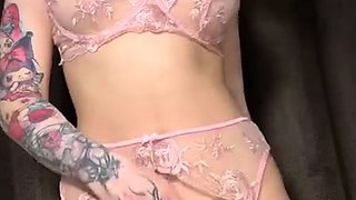 Feminine blonde ladyboy with big tits suck cock and analed