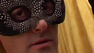 Hot Skinny Masked Wife with Big Nipples Fucked and Cumshot on Hairy Pussy by Big Amateur Cock