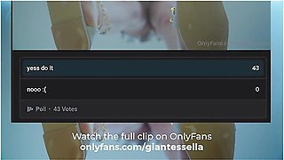Giantess crushes a tiny man beneath her sandals in a squishy struggle