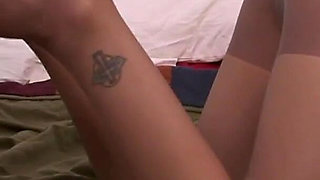 Footjob Slut Gets a Huge Load on Her Stockings