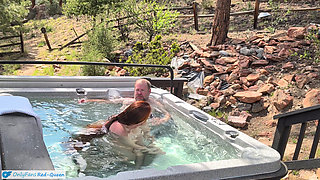 Multiple Underwater Creampies Oral & Pussy - Outdoor Hot Tub Sex with Curvy Redhead Wife Amateur