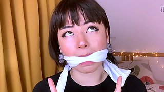 cleave gagged and struggling in bondage