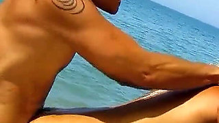 Blonde slutty MILF Mallory fucked in the ass by strangers on the beach