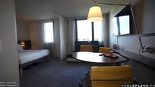 French MILF maid with perfect ass caught masturbating, gets anal fucked by a hotel guest