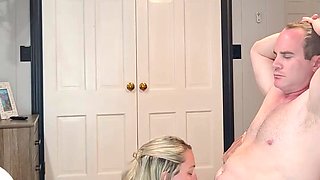 The pretty blonde aroused her husband with a seductive striptease dance and was fucked in the every hole