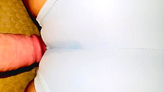 Rubbing My Big Cock on Wifes Perfect Tight Cameltoe in Yoga Shorts Doggystyle