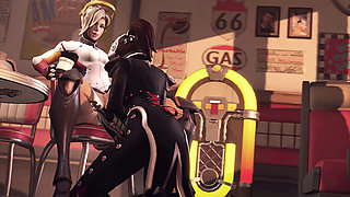 Overwatch Futa - Mercy & Widowmaker Blowjob and Doggystyle Animation