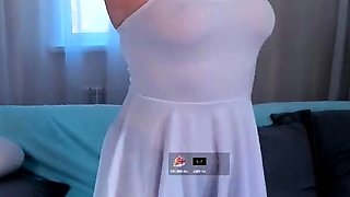 Cute curly brunette solo webcam masturbation