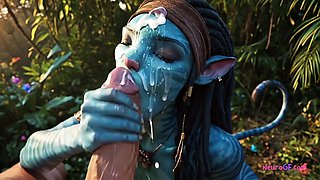 Avatar honeys gulps monster trunk deep in Pandora jungle