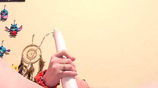 Amateur Ginger Beauty Masturbates in Bed for the First Time with Big Squirt