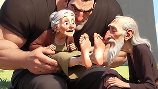 Cuckold Husband Licks Wife's Feet While She Sits on Her Lover's Lap - Hotwife Foot Worship