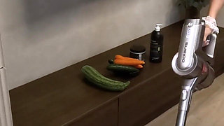 Vegetable Anal Destruction for House Cleaner Crazywifeslut