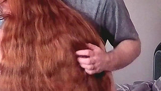 Redhead Rapunzel - Romantic Kissing & Hair Play - Long Red Hair Fetish