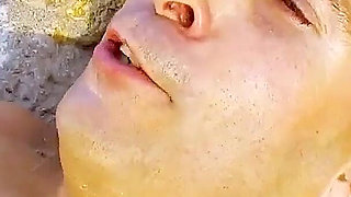 Blonde teen Angell is fucked in the ass by a stranger on the beach
